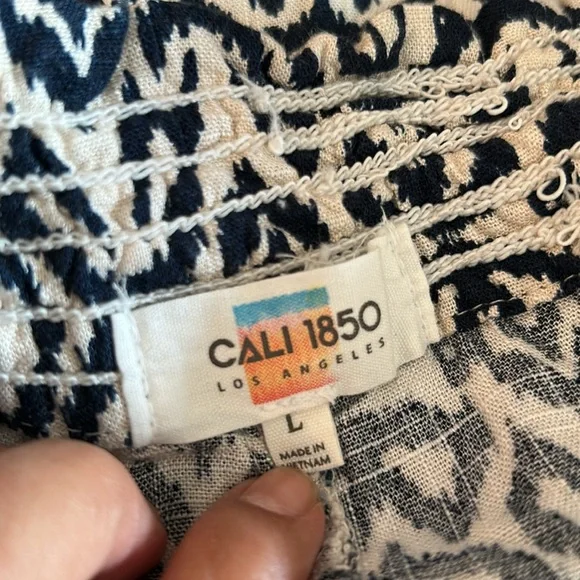 CALI 1850 PRINTED LINEN BLEND PANTS SIZE LARGE - Picture 5 of 6